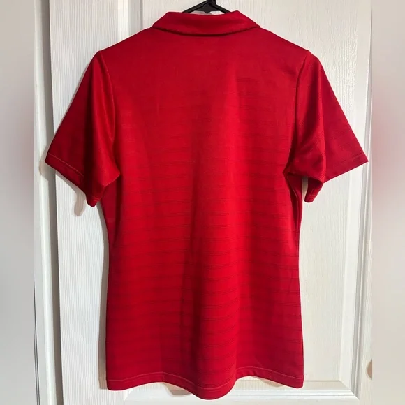 Men’s Adidas Striped Collared Embroidered Logo Red Polo Short Sleeve Top Medium - Picture 5 of 7